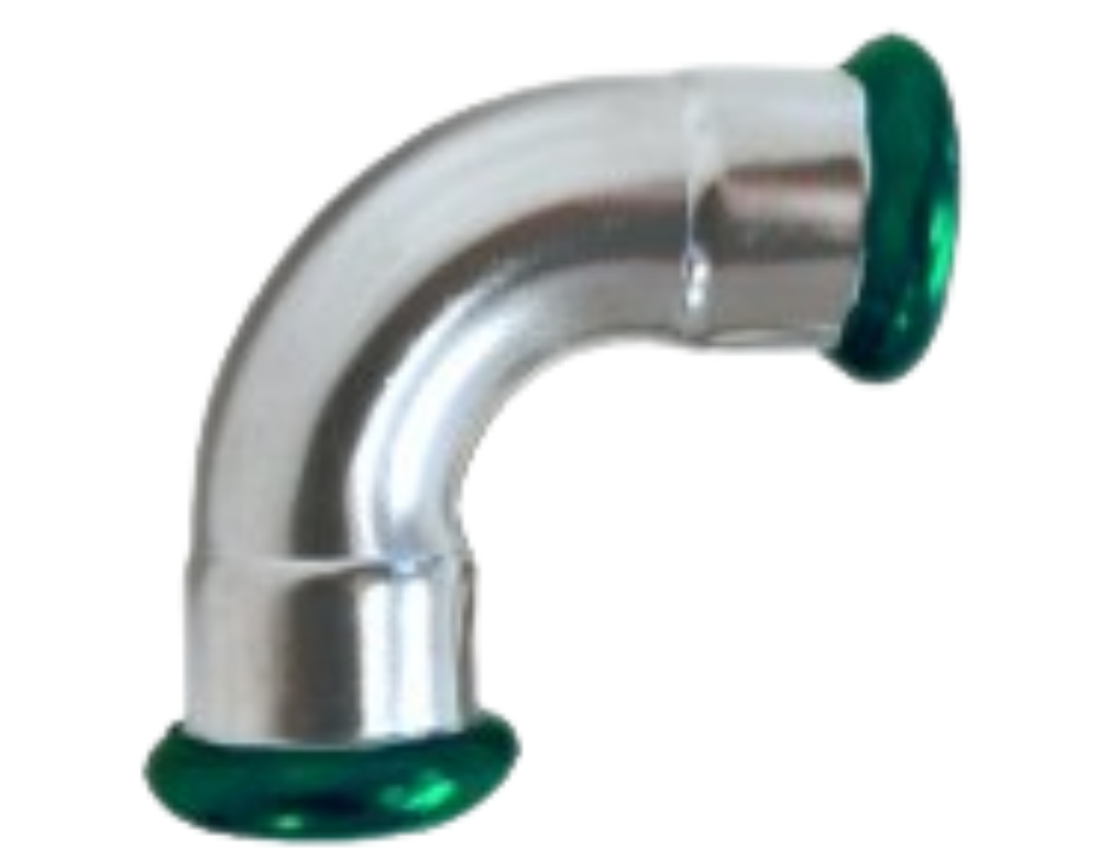 Bend 90° m/ 2 muffer - Rustfritt stål (AISI 304L)