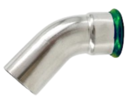 Bend 45° m/ 1 muffe  - Rustfritt stål (AISI 304L)