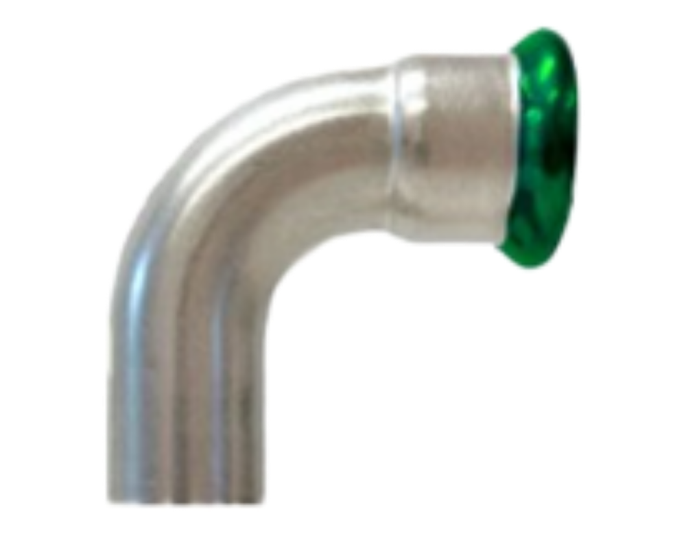 Bend 90° m/ 1 muffe  - Rustfritt stål (AISI 304L)