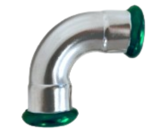 Bend 90° m/ 2 muffer  - Rustfritt stål (AISI 304L)